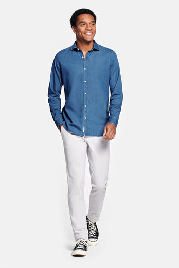 Carlos * Die Denim Shirts mid blue men's denim shirt | MR MARVIS