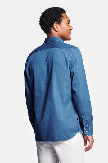 Carlos * Die Denim Shirts mid blue men's denim shirt | MR MARVIS