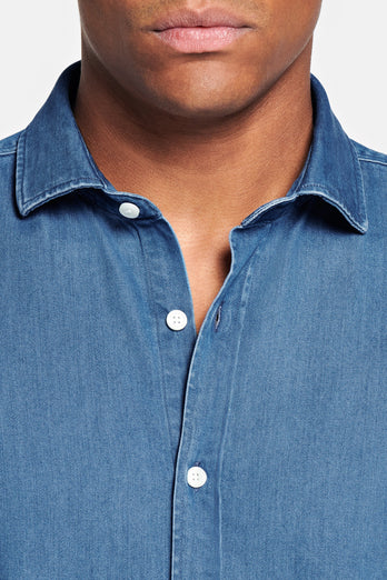 Carlos * Die Denim Shirts mid blue men's denim shirt | MR MARVIS