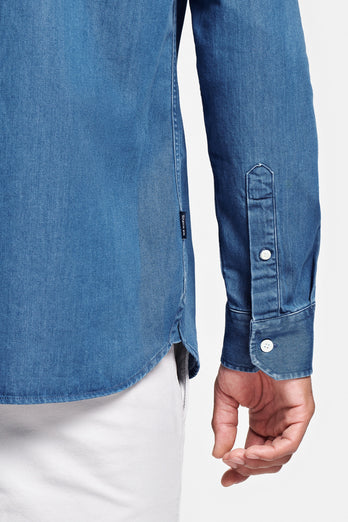 Carlos * Die Denim Shirts mid blue men's denim shirt | MR MARVIS