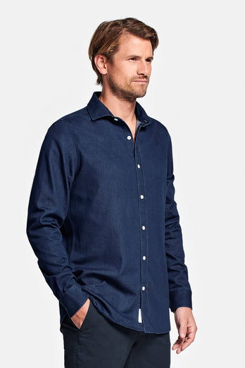 Davis * Die Denim Shirts dark blue men's denim shirt | MR MARVIS