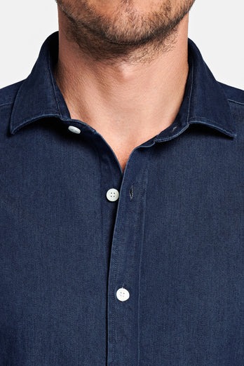 Davis * Die Denim Shirts dark blue men's denim shirt | MR MARVIS