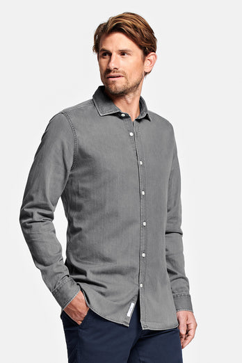 Miles * Die Denim Shirts mid grey men's denim shirt | MR MARVIS