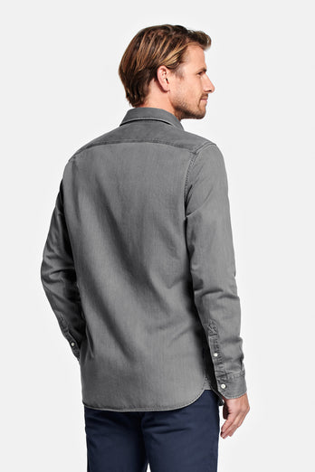 Miles * Die Denim Shirts mid grey men's denim shirt | MR MARVIS