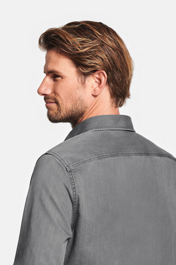 Miles * Die Denim Shirts mid grey men's denim shirt | MR MARVIS