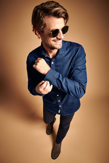 Davis * Die Denim Shirts dark blue men's denim shirt | MR MARVIS