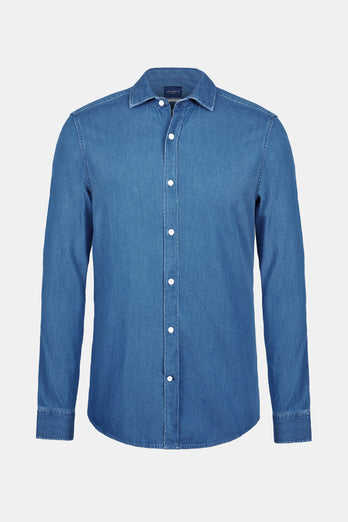 Carlos * Die Denim Shirts mid blue men's denim shirt | MR MARVIS