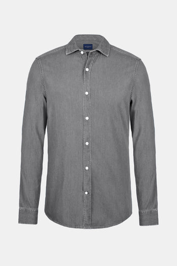 Miles * Die Denim Shirts mid grey men's denim shirt | MR MARVIS