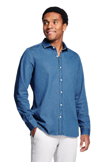 Carlos * Die Denim Shirts mid blue men's denim shirt | MR MARVIS