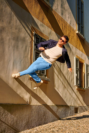 Boulevards * Die Longs mid blue stretch cotton men's trousers | MR MARVIS