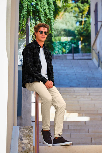 Gazettes * Die Longs beige stretch cotton men's trousers | MR MARVIS