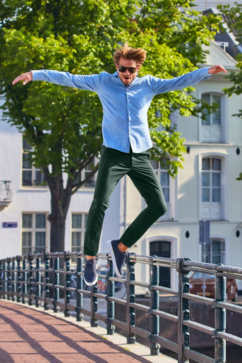 Lakes * Die Longs dark green stretch cotton men's trousers | MR MARVIS