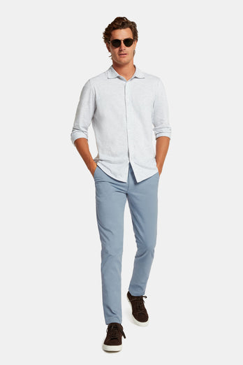 grey blue stretch cotton men's trousers | MR MARVIS