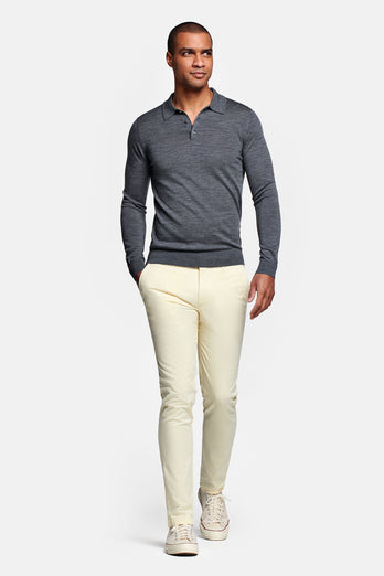 light yellow stretch cotton men's trousers | MR MARVIS