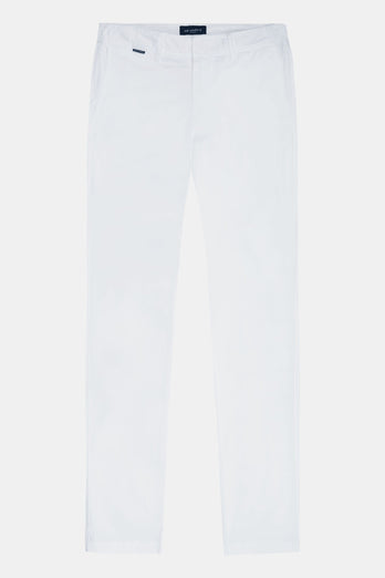 all white stretch cotton men's trousers | MR MARVIS